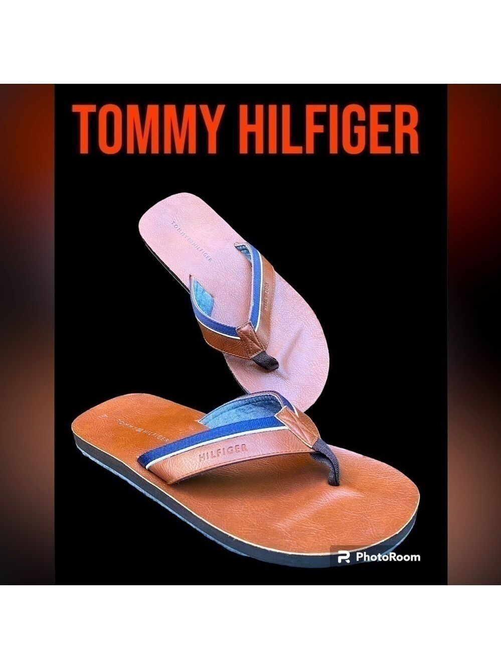 Tommy Hilfiger- “Drake” size men’s 11.5/12 flip flops with leather accents. EUC!